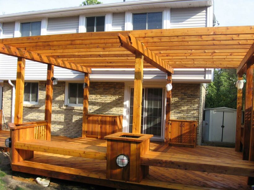 deck with pergola after