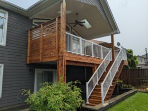 deck on second level with stairs after